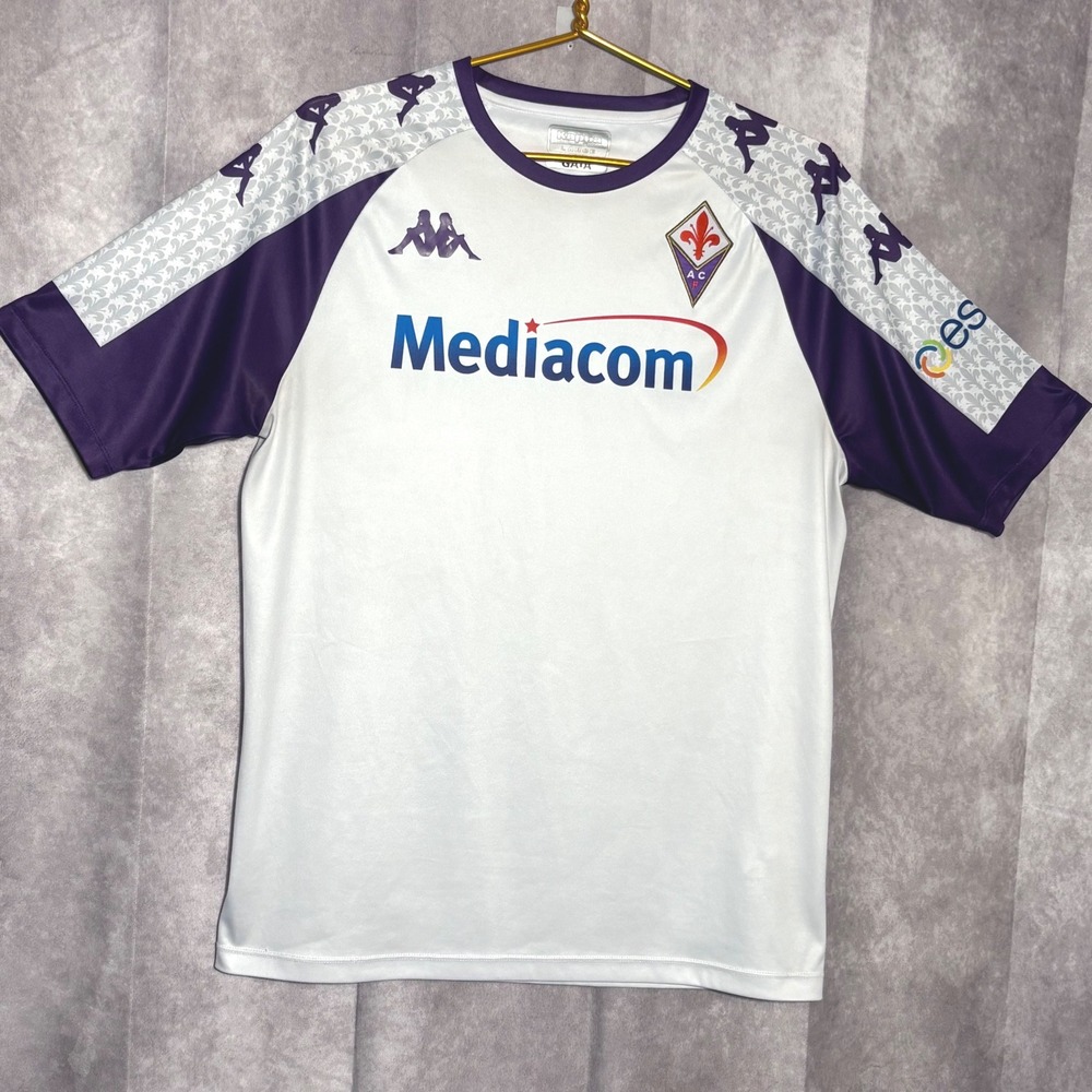 Kappa ACF Fiorentina Soccer Jersey Mens Large White Purple Sporty